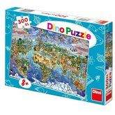 Dino puzzle 300XL Ilustrovaná mapa světa