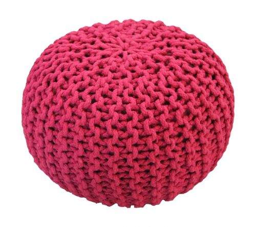 CrazyShop SOLID Mini růžový pletený puf
