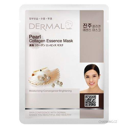 DERMAL Pearl Collagen pleťová esenční maska s kolagenem a extraktem z perel - hydratační, čistící, rozjasňující 10 ks á 23 g