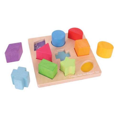 Bigjigs Toys Dřevěné kostky tvary a barvy
