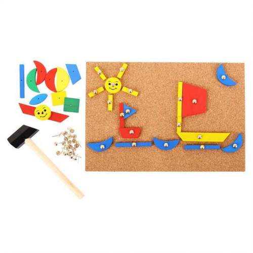 Bigjigs Toys dřevěná Kreativní deska přibíjení tvarů