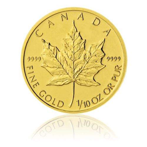 Česká mincovna Zlatá investiční mince 1/10 Oz 5 CAD Maple Leaf stand