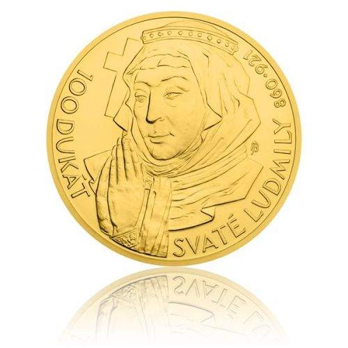 Česká mincovna Zlatá investiční mince 100dukát svaté Ludmily stand