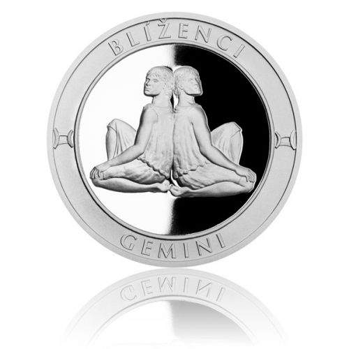 Česká mincovna Stříbrná medaile Znamení zvěrokruhu s věnováním Blíženci proof