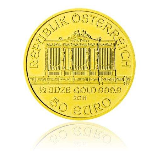 Česká mincovna Zlatá investiční mince 1/2 Oz 50 EUR Wiener Philharmoniker stand