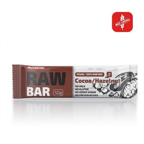 Nutrend Raw Bar Kakao + lískový ořech 50 g