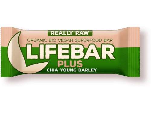 Lifefood Bio tyčinka Lifebar Plus chia semínka a mladý ječmen 47 g