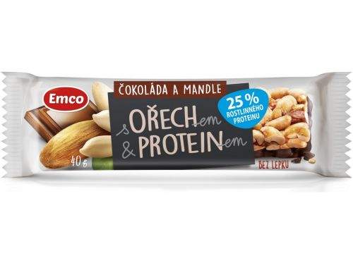 Emco Tyčinka s ořechem a proteinem čokoláda a mandle 40 g