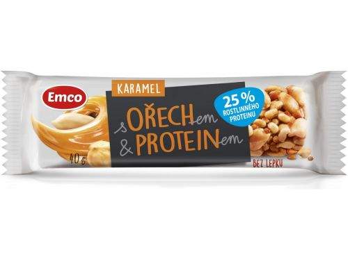 Emco Tyčinka s ořechem a proteinem karamel 40 g