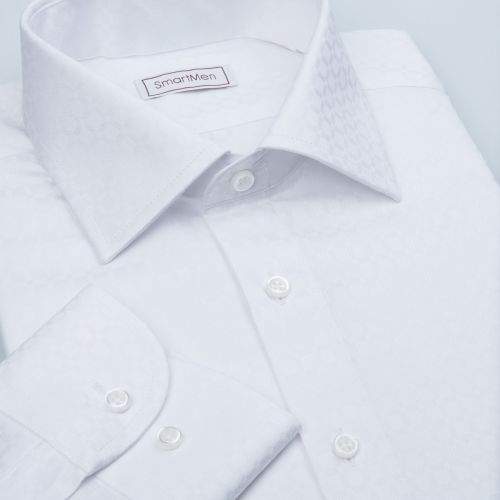 SmartMen Česká republika Bílá košile s decentním vzorem kára