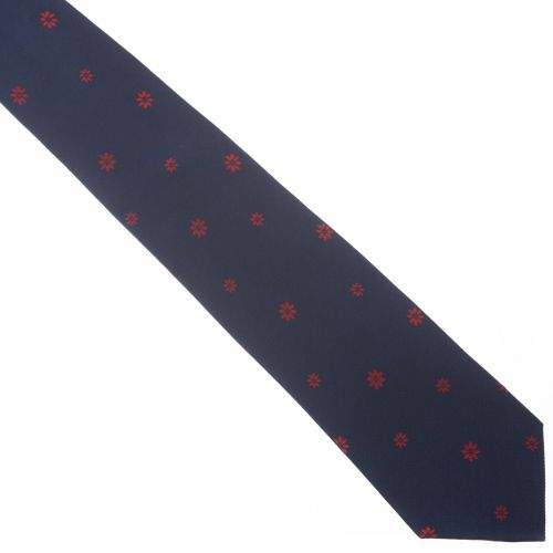 SmartMen Česká republika Tmavě modrá hedvábná kravata s červenými kvítky