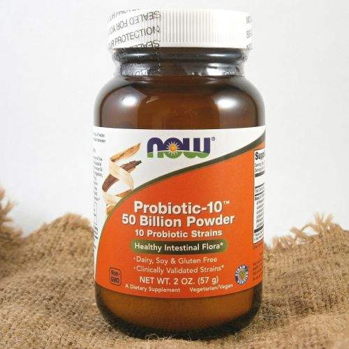 NOW Foods Probiotic-10 probiotika v prášku 50 miliard CFU 10 kmenů 57 g