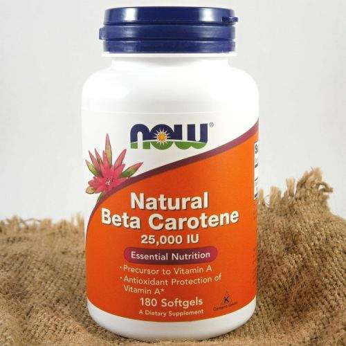 NOW Foods Vitamin A Přírodní betakaroten 25000 IU 180 kapslí