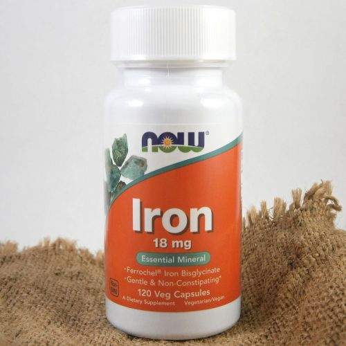 NOW Foods Iron Bisglycinate železo chelát 18 mg 120 kapslí