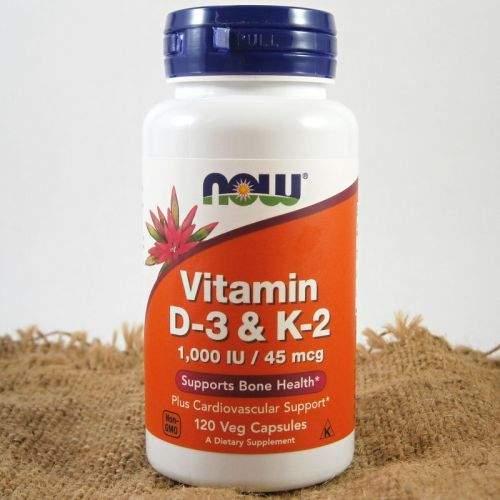 NOW Foods Vitamin D3 & K2 1000 IU / 45 μg 120 kapslí
