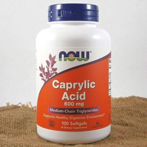NOW Foods Caprylic acid Kyselina kaprylová 600 mg 100 kapslí