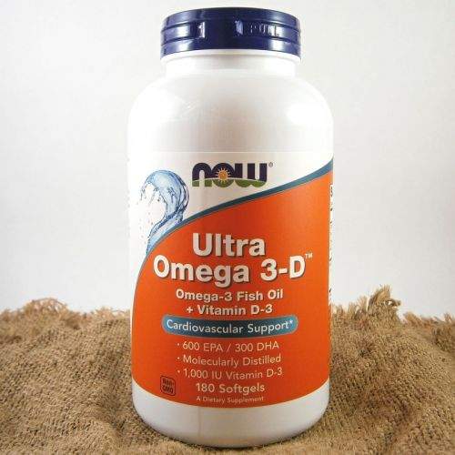 NOW Foods Ultra Omega 3-D 600 EPA + 300 DHA + Vitamin D3 180 kapslí