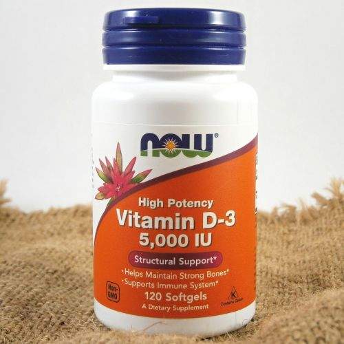 NOW Foods Vitamin D3 5000 IU 120 kapslí