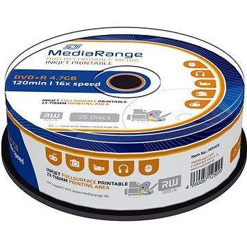 MediaRange DVD+R Inkjet Fullsurface Printable 25ks cakebox