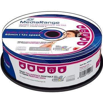 MediaRange CD-R Audio Inkjet Fullsurface Printable 25ks cakebox
