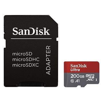 SanDisk MicroSDXC 200GB Ultra A1 UHS-I U1 + SD adaptér