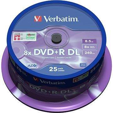 VERBATIM DVD+R 8,5GB 8x DoubleLayer MATT SILVER spindl 25pck/BAL