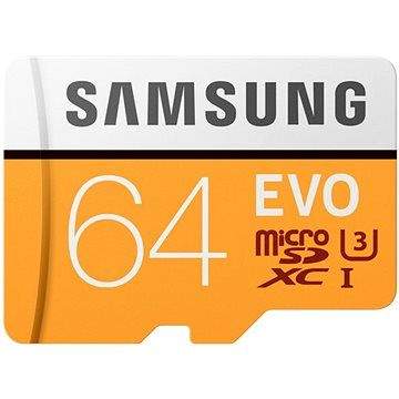 Samsung MicroSDXC 64GB EVO UHS-I U3 + SD adaptér