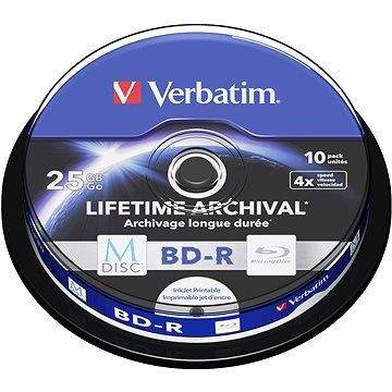 VERBATIM M-DISC BD-R SL 25GB 4x INKJET PRINTABLE spindle 10pck/BAL