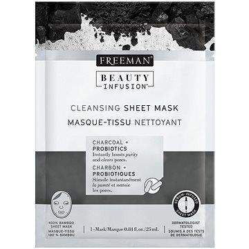 FREEMAN Beauty Infusion Čisticí látková maska dřevěné uhlí + probiotika 25 ml