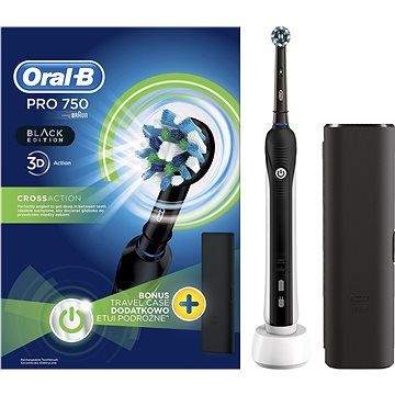 ORAL B Oral-B Pro 750 Black Cross Action + cestovní pouzdro