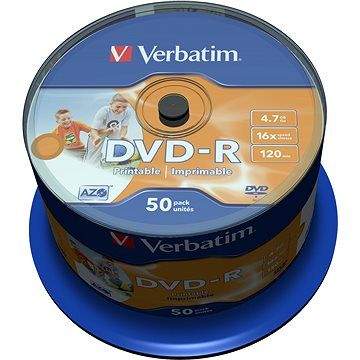 Verbatim DVD-R 16x, Printable 50ks cakebox