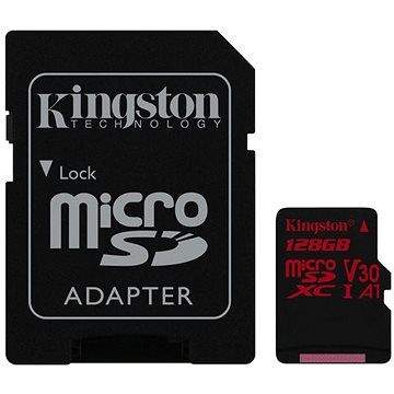 Kingston Canvas React MicroSDXC 128GB A1 UHS-I V30 U3 + SD adaptér