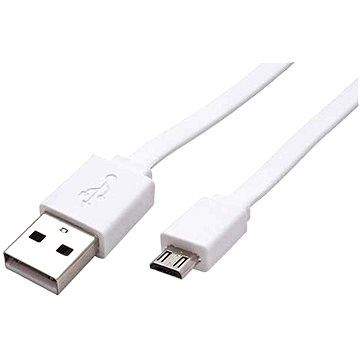 ROLINE USB 2.0 - USB A(M) -> micro USB B(M), 1m, plochý, bílý