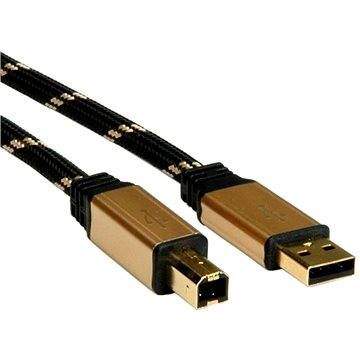 ROLINE Gold USB 2.0 A-B, 3m - černo/zlatý