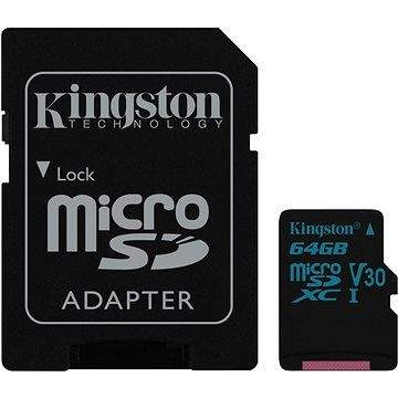 Kingston Canvas Go! MicroSDXC 64GB UHS-I U3 + SD adaptér