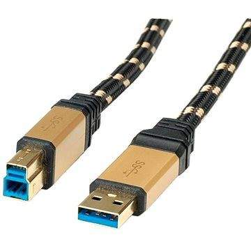 ROLINE Gold USB 3.0 SuperSpeed USB 3.0 A(M) -> USB 3.0 B(M), 0.8m - černo/zlatý