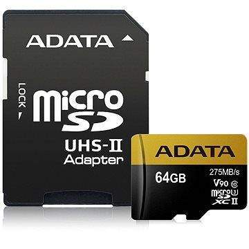 ADATA Premier ONE MicroSDXC 64GB UHS-II U3 Class 10 + SD adaptér