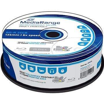 MediaRange BD-R (HTL) 25GB, Inkjet Printable, 25ks cakebox