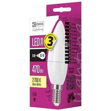 EMOS LED žárovka Classic Candle 6W E14 teplá bílá
