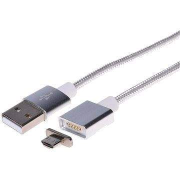 PremiumCord USB 2.0 propojovací magnentický A-B micro 1m stříbrný