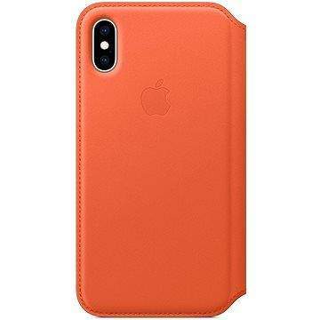 Apple iPhone XS Kožené pouzdro Folio temně oranžové