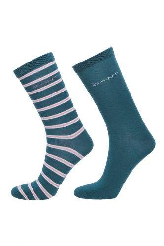 Gant Ponožky Gant D1. 2-Pack Solid And Stripe Socks 4960043-619-Gc-328-0 Zelená