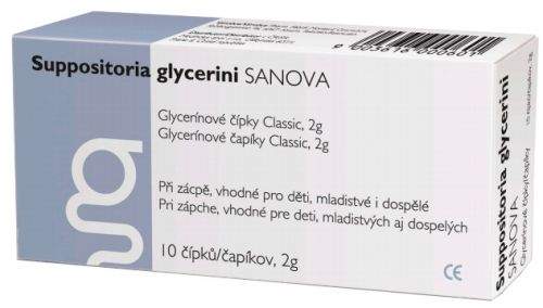 Medindex, spol.s r.o. Suppositoria glycerini SANOVA Glycerinové čípky Classic 2g 10ks