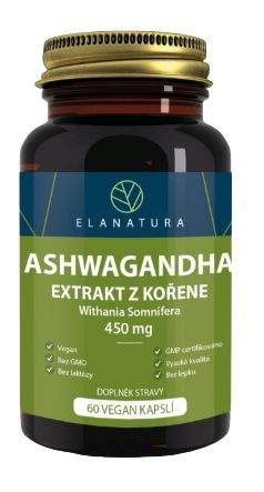 Elanatura s.r.o. Elanatura Ashwagandha extrakt z kořene (ašvaganda) 450mg, 60 vegan kapslí