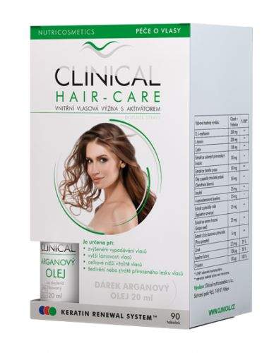 Clinical nutricosmetics Clinical Hair-care 60 + 30 tobolek + arganový olej 20ml - kúra na 3.měsíce