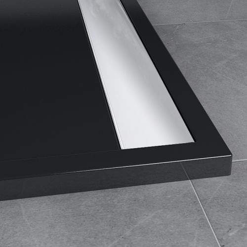 SanSwiss vanička ILA obdélník černý granit 160x90x3,5 cm kryt aluchrom WIA9016050154 WIA9016050154