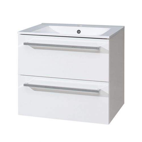 MEREO Bino koupelnová skříňka s keramický umyvadlem 60 cm, bílá/bílá CN660