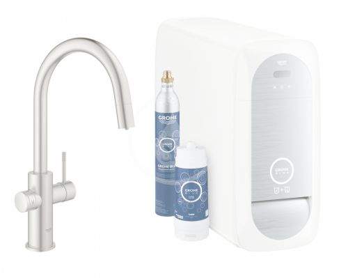 GROHE Blue Home Dřezová baterie Connected, s chladícím zařízením a filtrací, supersteel 31541DC0