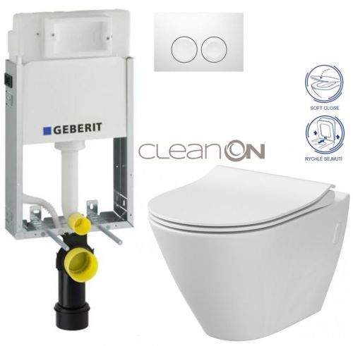 AKCE/SET/GEB GEBERIT KOMBIFIXBasic vč. bílého tlačítka DELTA 21 + WC CERSANIT CLEANON CITY 110.100.00.1 21BI CI1