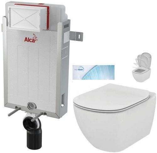 AKCE/SET/ALCAPLAST ALCAPLAST Renovmodul předstěnový instalační systém bez tlačítka + WC Ideal Standard Tesi se sedátkem SoftClose, AquaBlade AM115/1000 X TE1